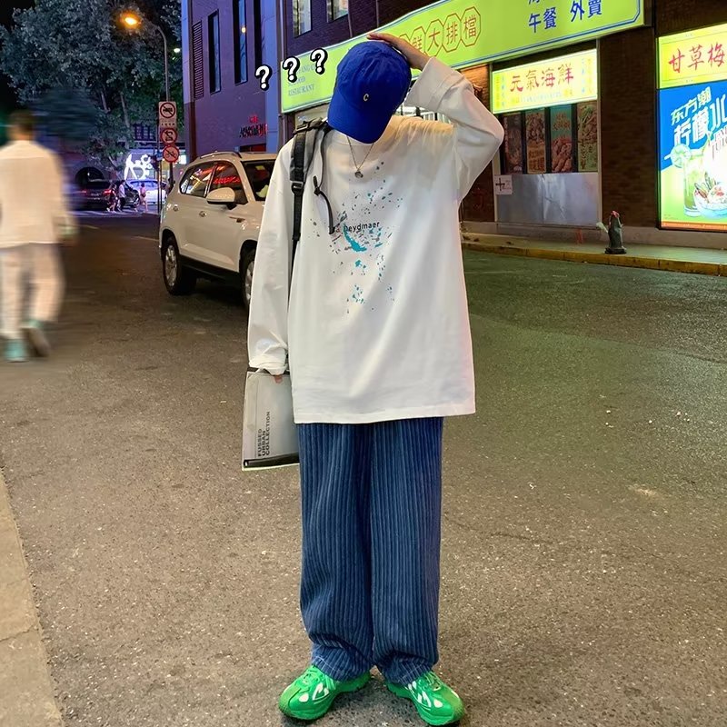 Áo Thun Tay Dài Dáng Rộng In Chữ Phong Cách Hip Hop Thời Trang Cho Nam Và Nữ Size M-5XL