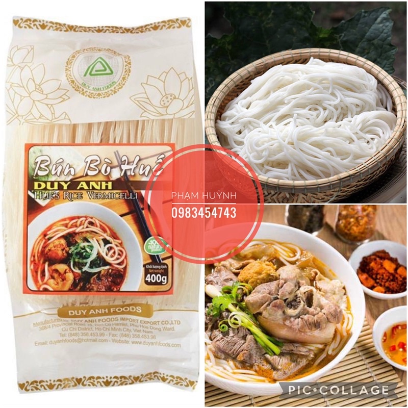 Bún bò Huế Duy Anh Foods túi 400g, bún khô sợi lớn, bún bò khô tiêu chuẩn xuất khẩu