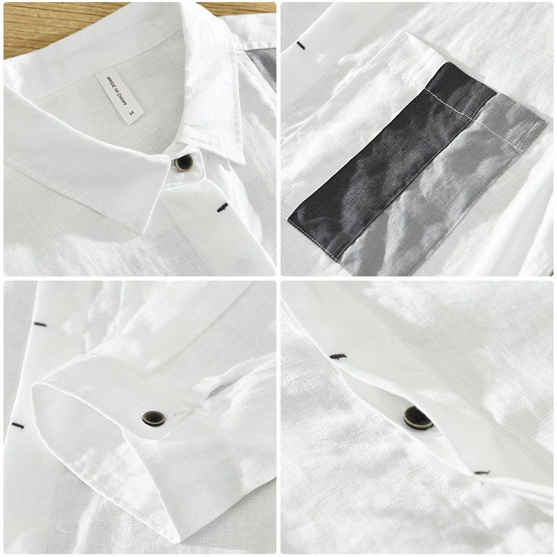Áo Sơ Mi Linen Tay Lửng Phong Cách Nhật Bản Thời Trang Mùa Hè Cho Nam
