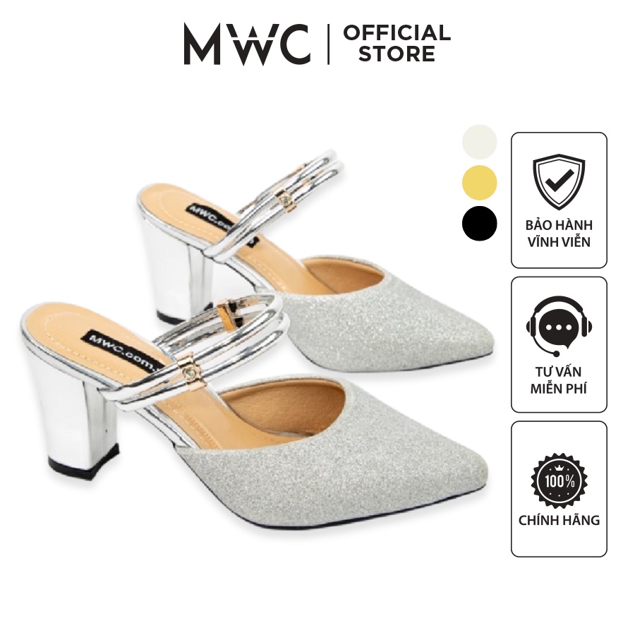 Giày MWC 3540 - Giày Cao Gót Đế Vuông 5cm, Cao Gót Mũi Nhọn, Cao Gót Quai Hậu Sang Trọng