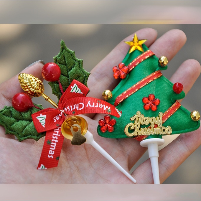 Vòng nguyệt quế mini, hoa treo Noel trang trí bánh, cây thông Giáng sinh tiểu cảnh, terrarium, DIY