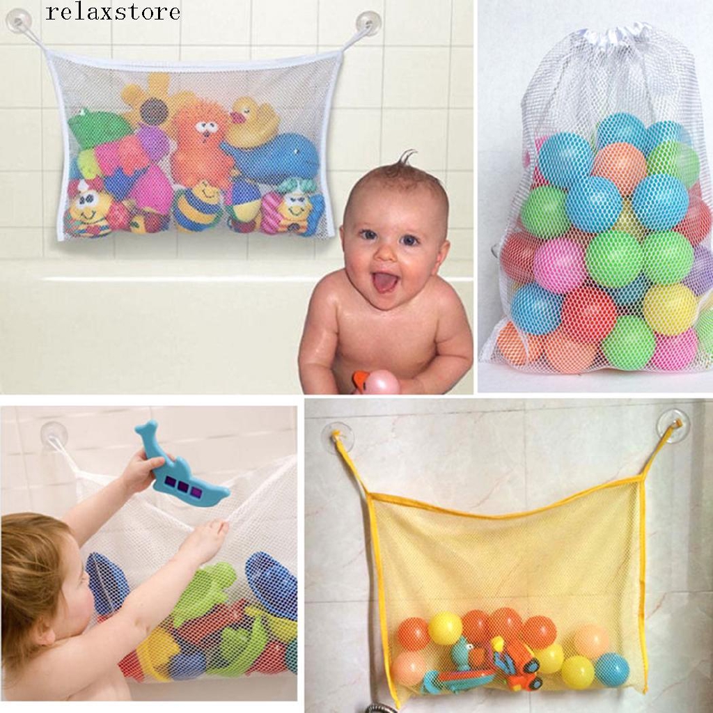 re Baby Kid Bathroom Mesh Bath Toy Organizer Bag With Suction Cup