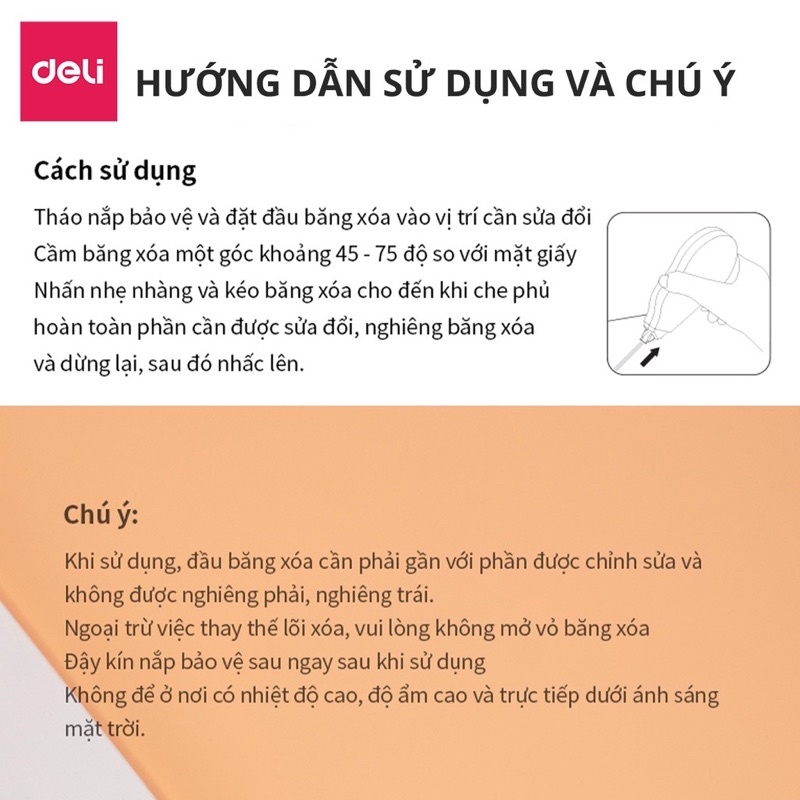 (Hỏa Tốc) Combo 2 bút xoá băng Deli cỡ lớn dài 30m , Bút xoá giấy ,băng xoá giấy Deli cỡ đại 30m x 5m , công nghệ Nhật