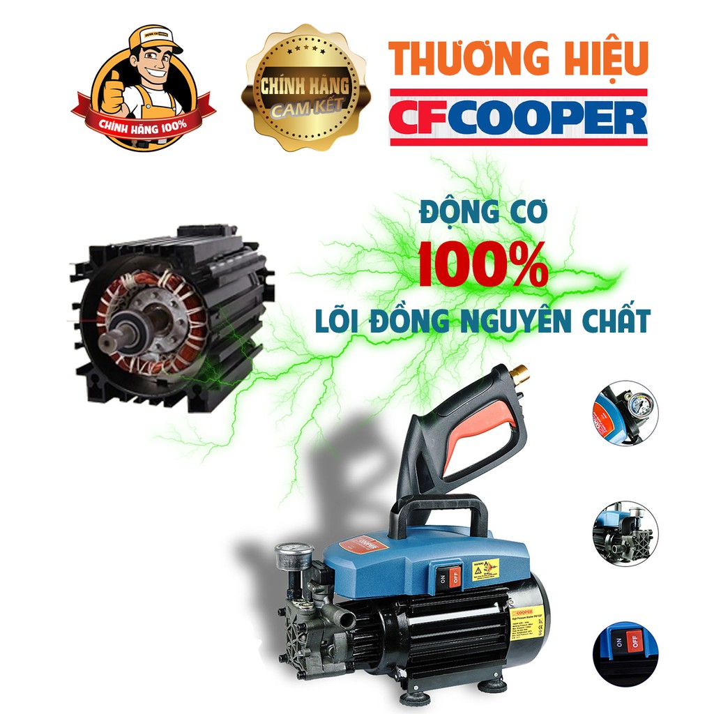 Máy bơm rửa xe mini gia đình,Máy xịt rửa xe cao áp CFCooper 1500w.