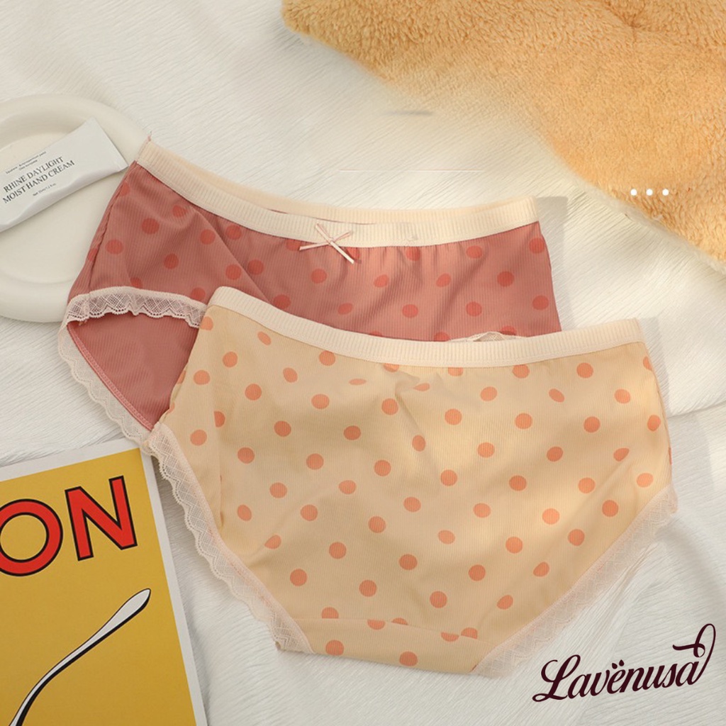 Quần lót cotton gân tăm chấm bi kháng khuẩn cao cấp cho nữ LAVENUSA QL113