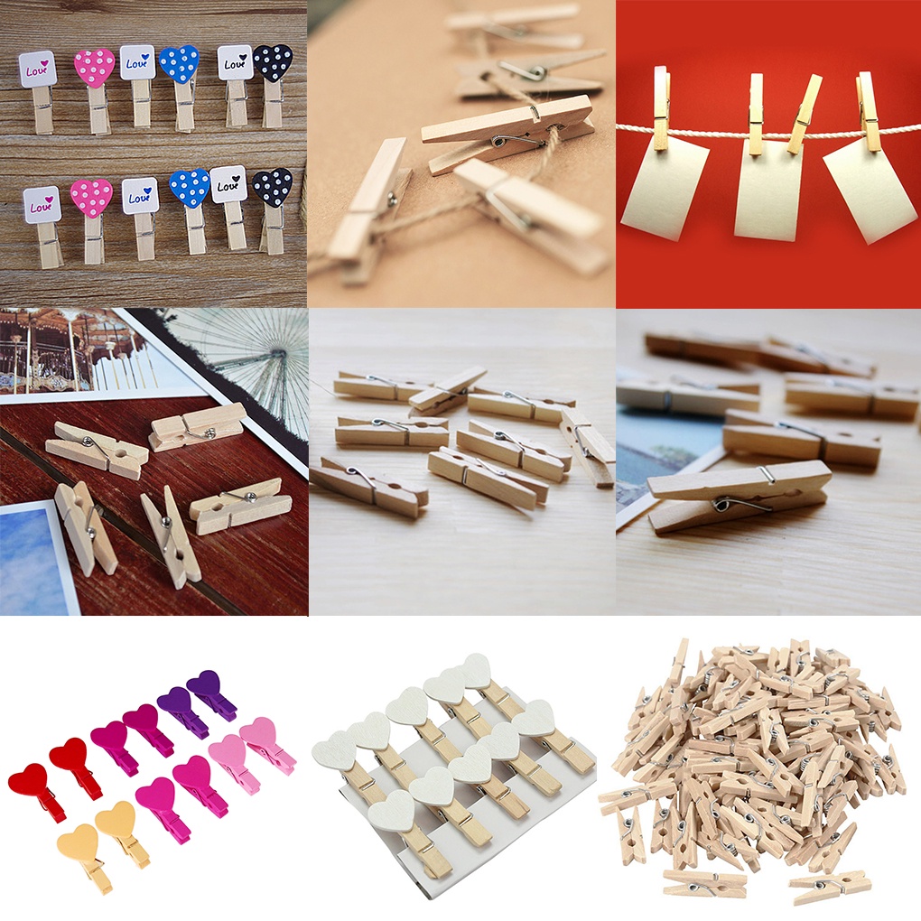 Set 50/100 Kẹp Ảnh Bằng Gỗ Tự Nhiên 25mm
