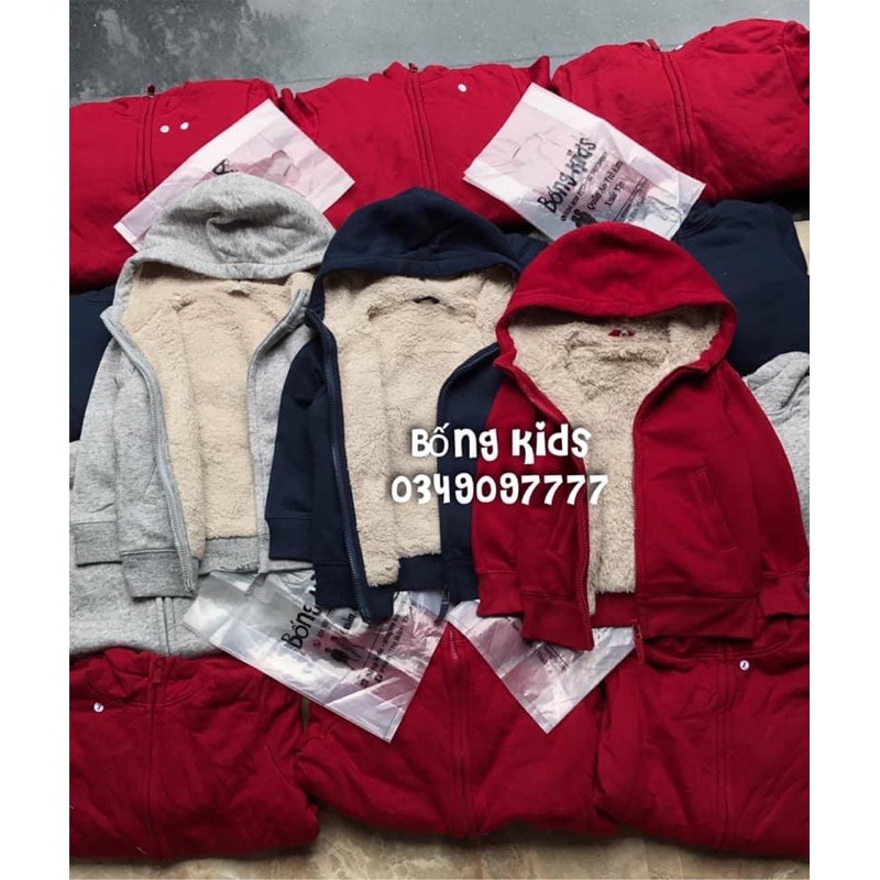 Áo Khoác Hoodie Bé Trai &amp; Bé Gái Lót Lông Basic