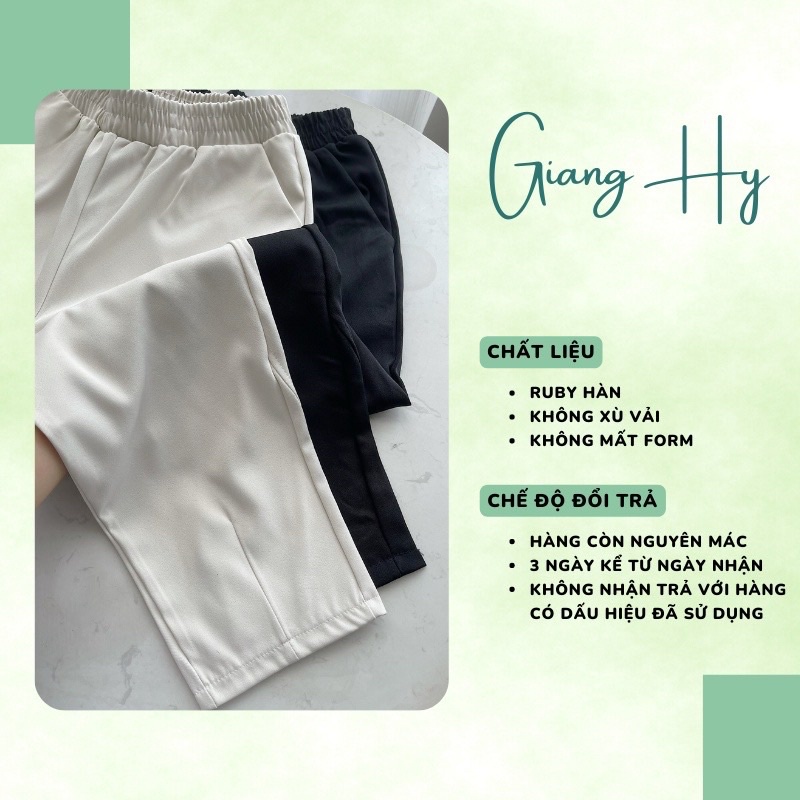 Quần Baggy Nữ Lưng Cao Rubi Hàn Cạp Chun Thiết Kế Đơn Giản Rễ Phối Đồ