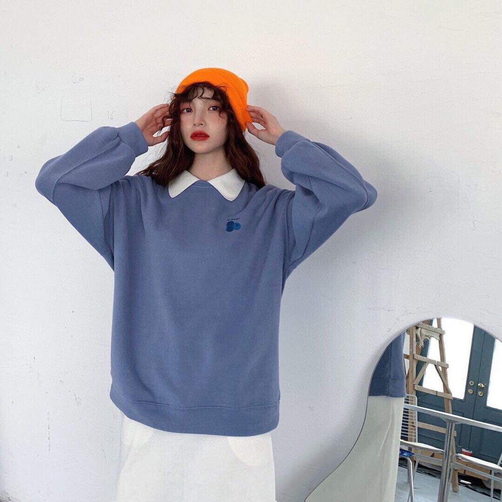 ÁO POLO ALWAYS HOA QUẢ - ÁO SWEATER CỔ BẺ NỈ QUẢ DÂU NHO CHERRY ULZZANG