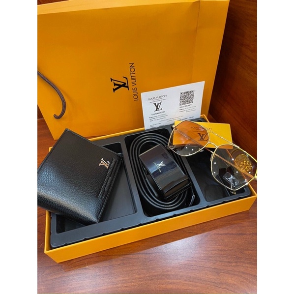 Set 3 dây lưng kính+ ví fullbox bill túi giấy,set 3 chi tiếtFreeship