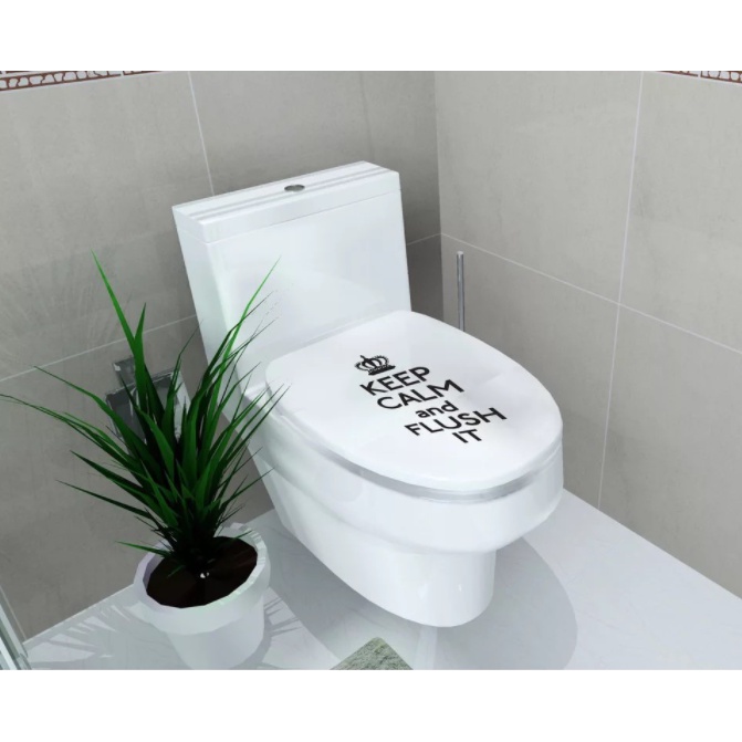 Decal dán Toilet - hình Chú Bò đen xinh xắn