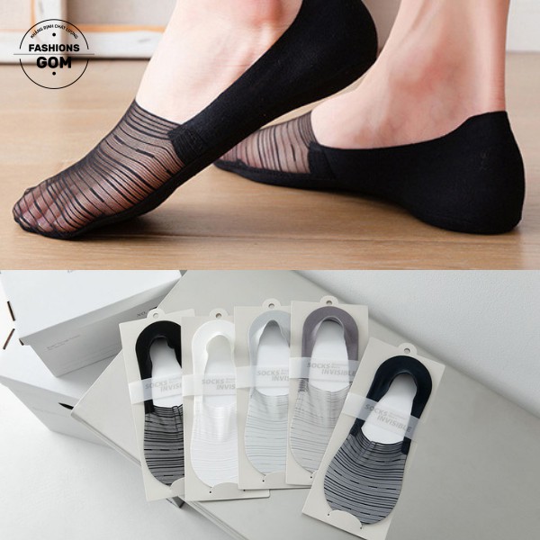 Tất Lười Nam Invisible, Tất Nam đi giày lười phối lưới thoáng khí, đệm cao su chống trượt VLN-INVISIBLE-CB5