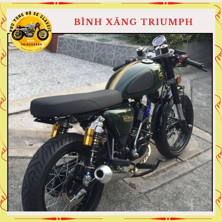 Bình xăng Trium độ xe Classic, thùng xăng lớn khóa lệch dung tích 10 lít chất thép dày dặn bả sẵn matit chỉ việc sơn