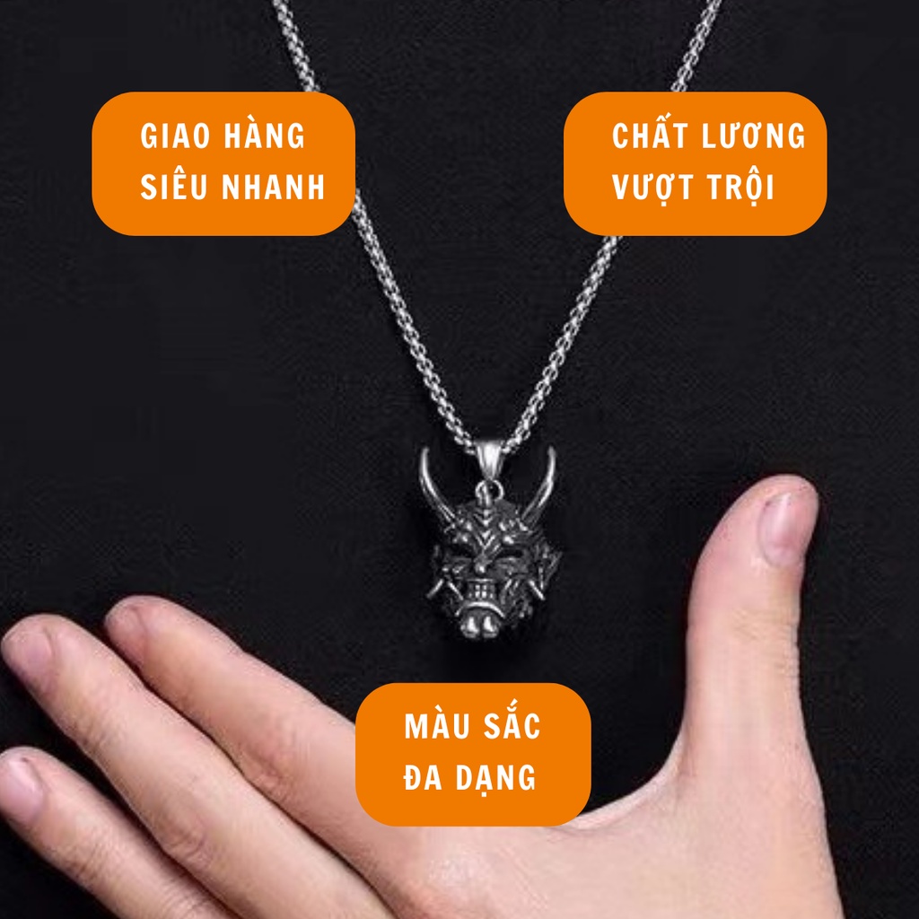 Dây chuyền nam mặt hình đầu lâu SAZ kim loại cao cấp chống gỉ độc đáo phong cách âu hàn thời trang - Vòng Cổ bạc Samurai