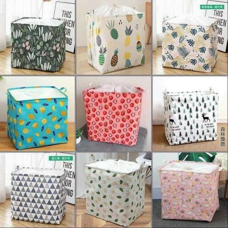 Giỏ đựng quần áo bằng vải cỡ lớn 100 lít - túi đựng chăn màn đa năng washday có thể gấp gọn vintage xinh xắn