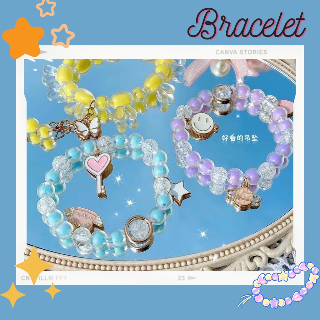 [Bracelet] Vòng tay chuỗi hạt nữ tính lấp lánh có charm lấp lánh dễ thương xinh xắn cho bé gái, bạn nữ