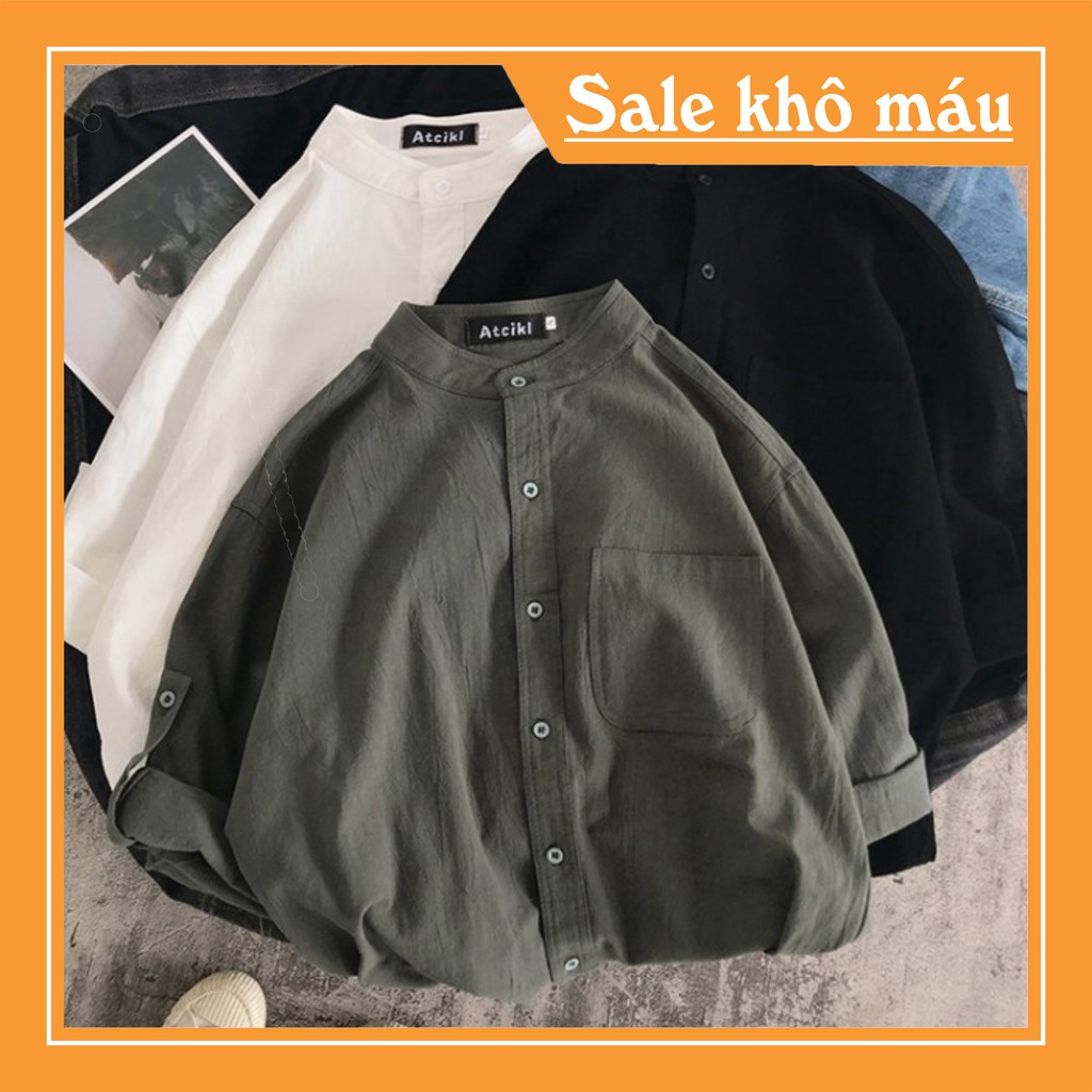 Áo Sơ Mi Đũi Cổ Tàu Form Rộng Siêu Hot hàng cao cấp chất siêu đẹp - SP20 | BigBuy360 - bigbuy360.vn