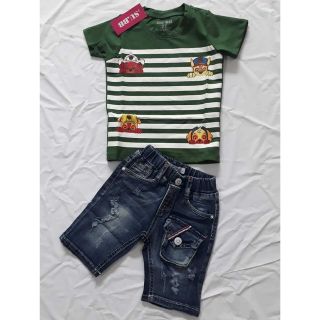 Set jean bé trai áo in hình đội chó cứu hộ