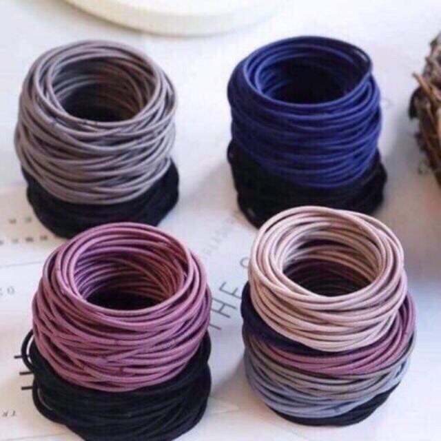 Bộ 100 chun buộc tóc mới túi zip