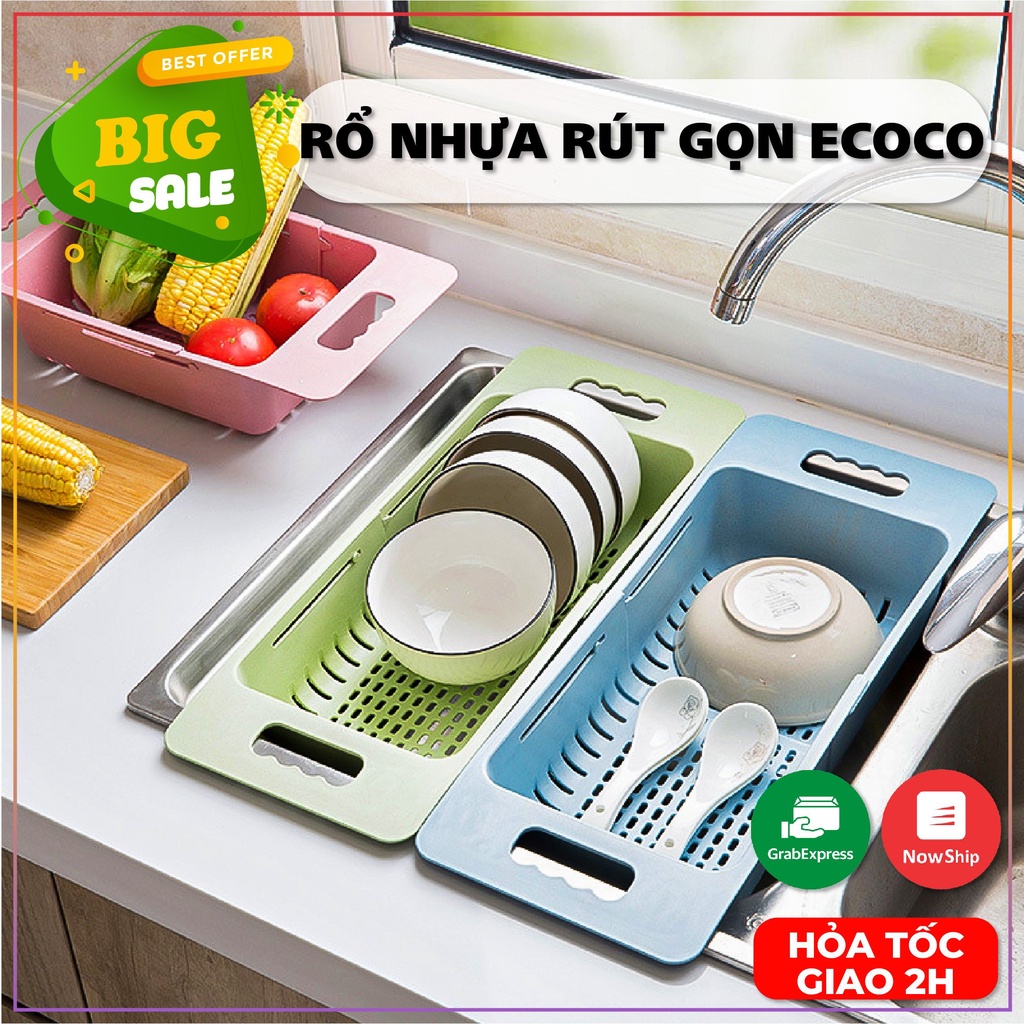 Rổ Rút Gọn có lỗ ráo nước thông minh bằng nhựa
