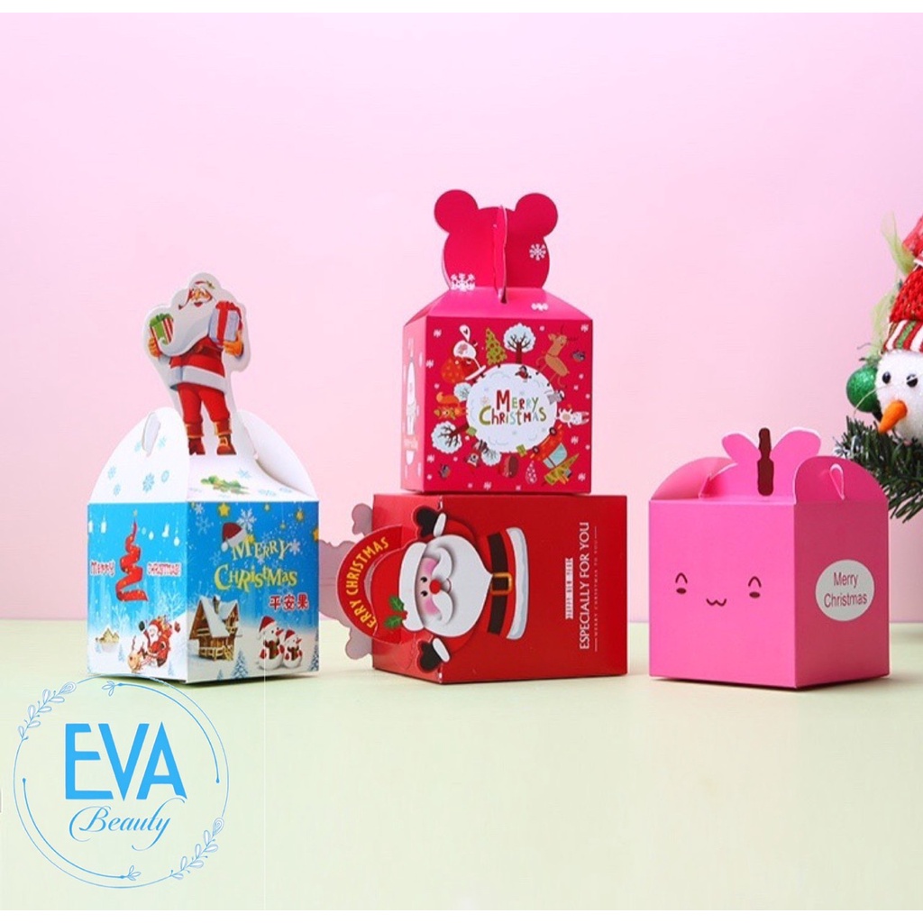 Set 10 Hộp Quà Noel Đựng Quà Giáng Sinh Nắp Gài Hoạt Hình Cute Nhiều Mẫu M3535