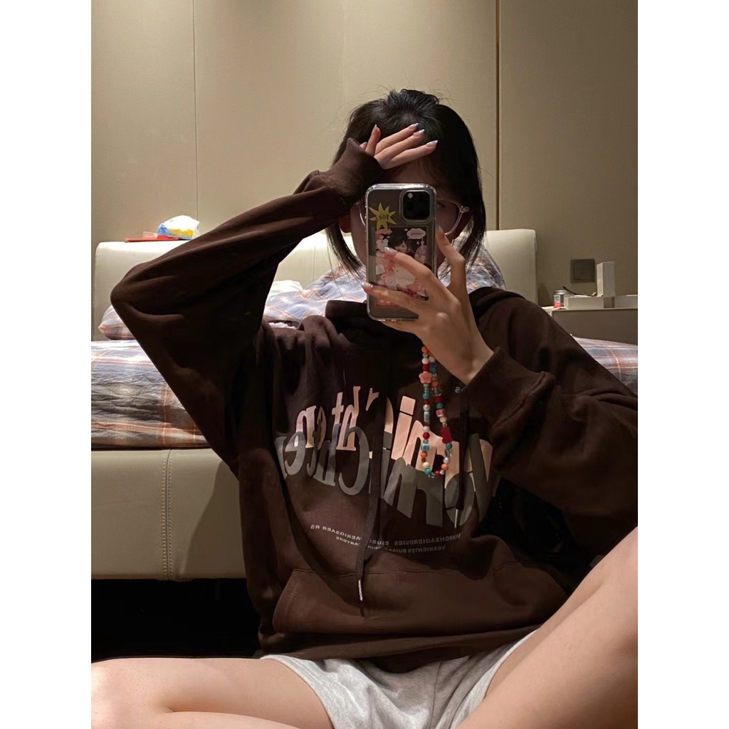 NRVP Áo Hoodie Tay Dài Oversize In Họa Tiết Phong Cách Hàn Quốc Kiểu Mới Cho Nam / Nữ