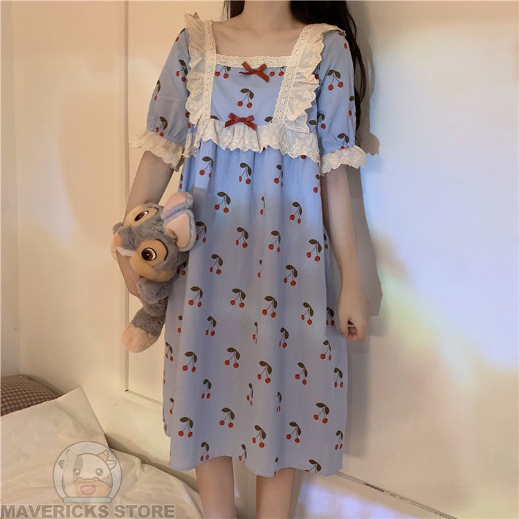 Đồ ngủ Tay Ngắn Kiểu Công Chúa Dễ Thương Thời Trang Mùa Hè Cho Nữ