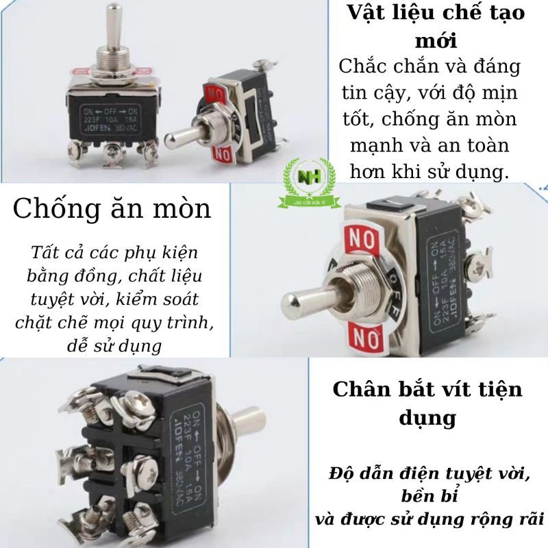 Công Tắc Gạt Tự Động Hồi 6 Chân 3 Nấc E-TEN 223F 15A/380VAC Loại Tốt Loại Tốt