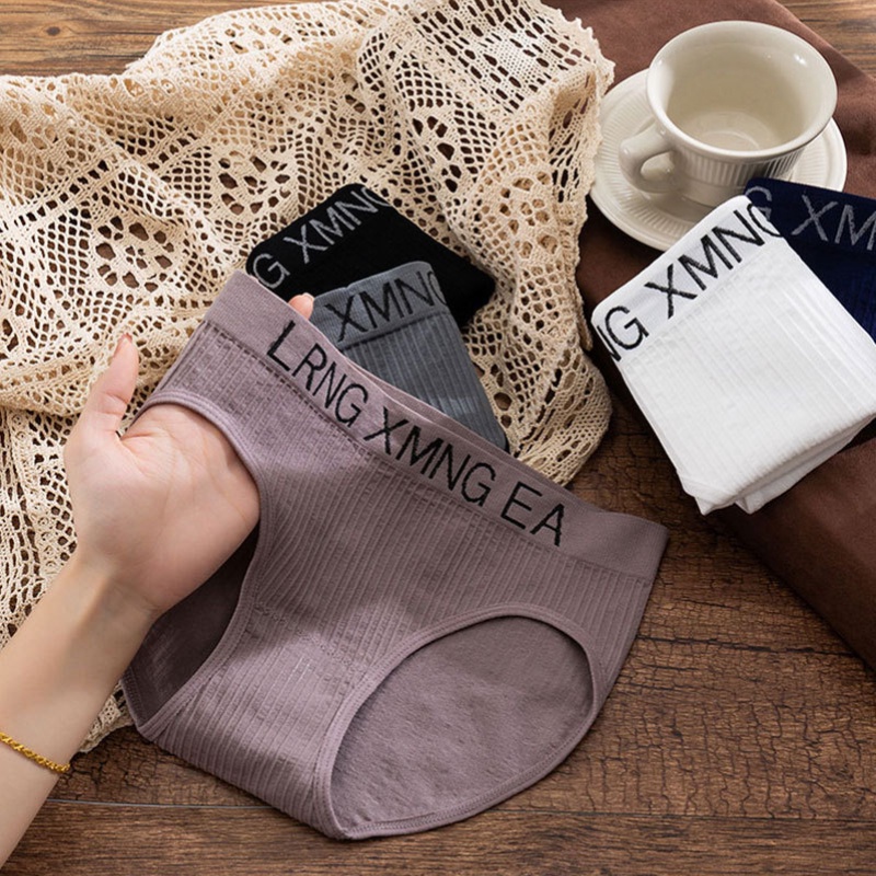 Quần Lót cotton Không Đường May Lưng Vừa Thoáng Khí Thoải Mái Đơn Giản Dành Cho Nữ