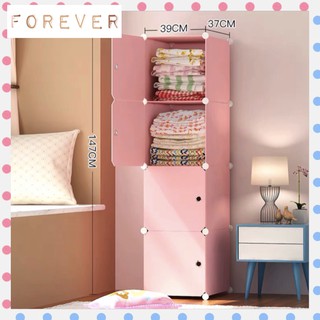 Tủ nhựa cho bé lắp ghép 4 ô đứng màu hồng sâu 37cm - Bảo hành 1 năm