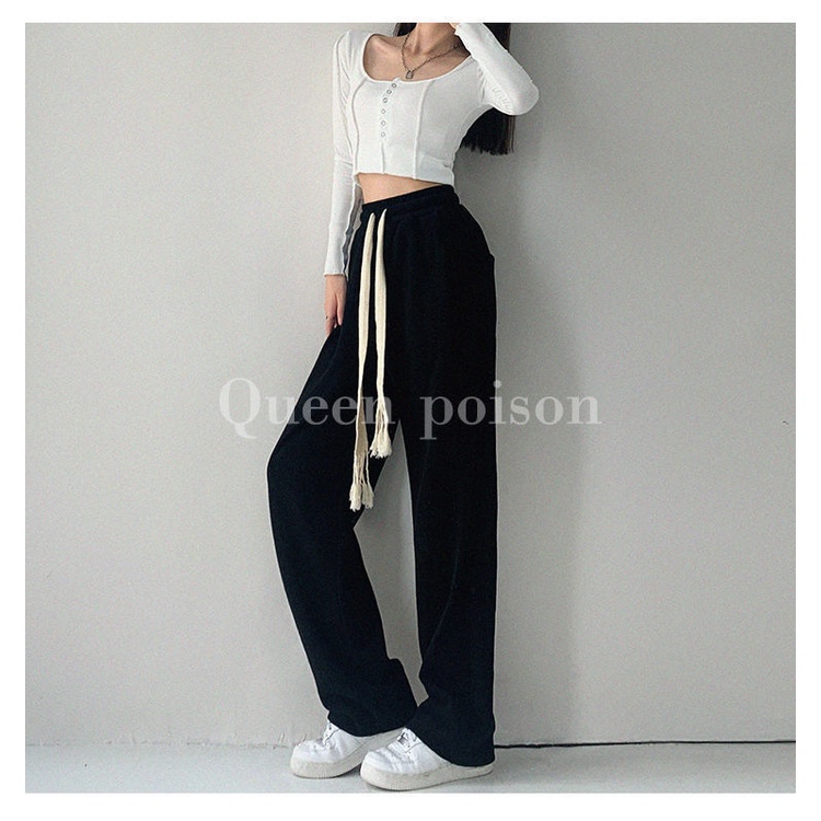 Quần COZOKC thể thao ống rộng lưng cao phong cách Hàn Quốc