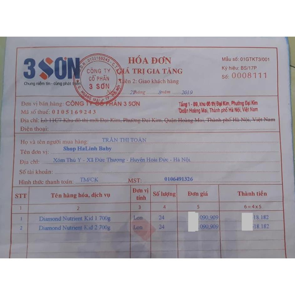 Freeship Hàng chính hãng Sữa Diamond Nutrient kid số 1 và 2 700g ( Date Mới Nhất )..