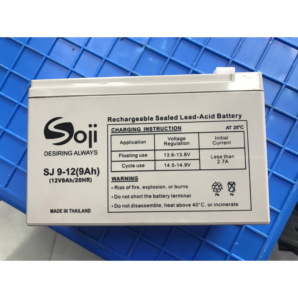 Ắc quy Soji Thái Lan 12V - 9AH chuyên dụng cho UPS, NLMT