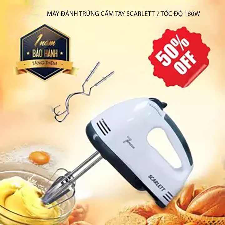 [UP TO SALE 50%] Máy Đánh Trứng Cầm Tay Scarlett 7 Tốc Độ SCARLETT CHÍNH HÃNG