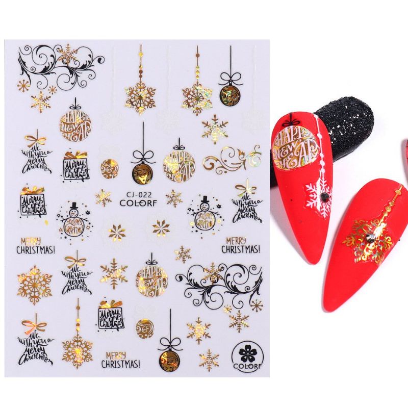 NOEL 1 - STICKER NAIL 2023- STICK 3D CAO CẤP CÓ ÁNH KIM NHŨ LẤP LÁNH - STICK DÁN MÓNG NOEL