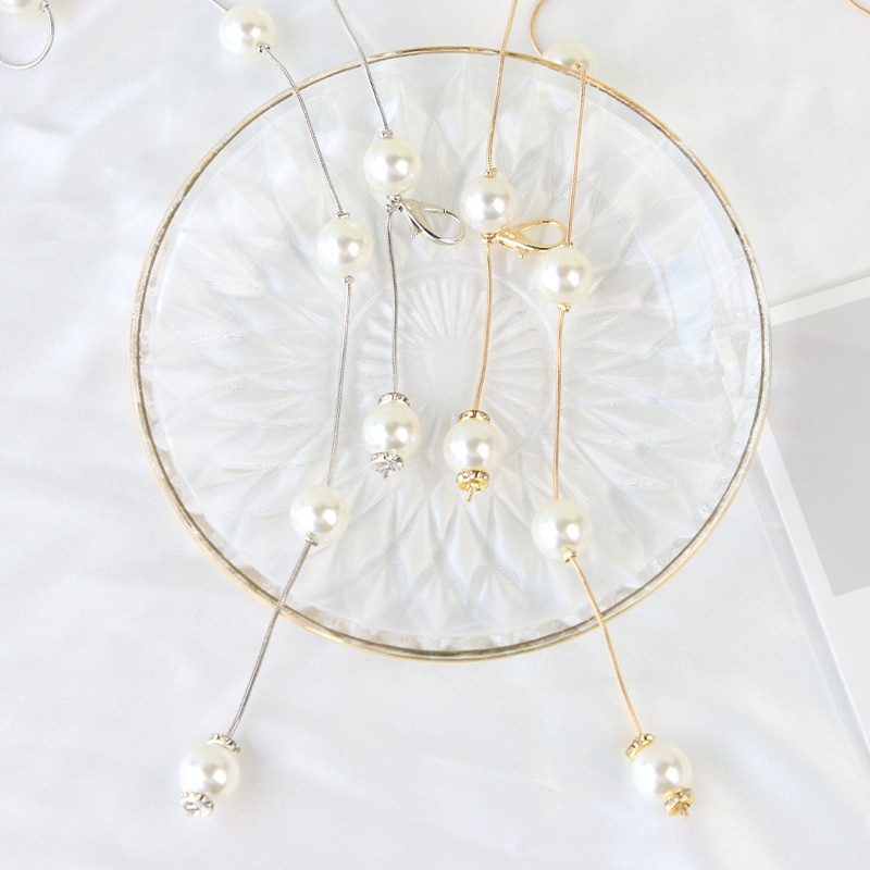 Thắt Lưng Dây Xích Mảnh Đính Ngọc Trai Thời Trang Cho Nữ