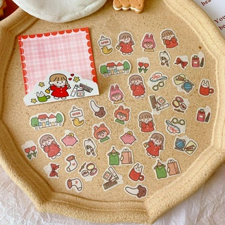 Set miếng dán sticker decal sổ vở cô bé 40 miếng