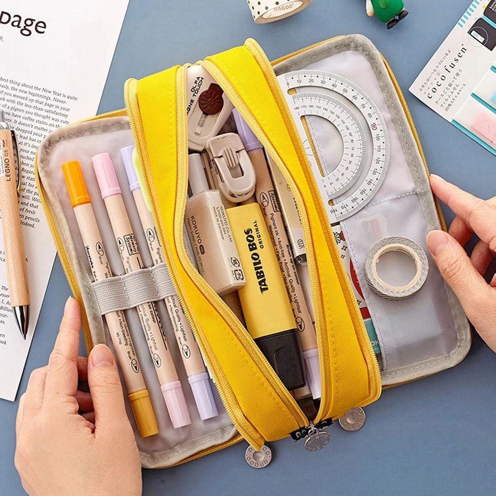 Túi Đựng Bút Bằng Vải Canvas Hai Mặt Sức Chứa Lớn