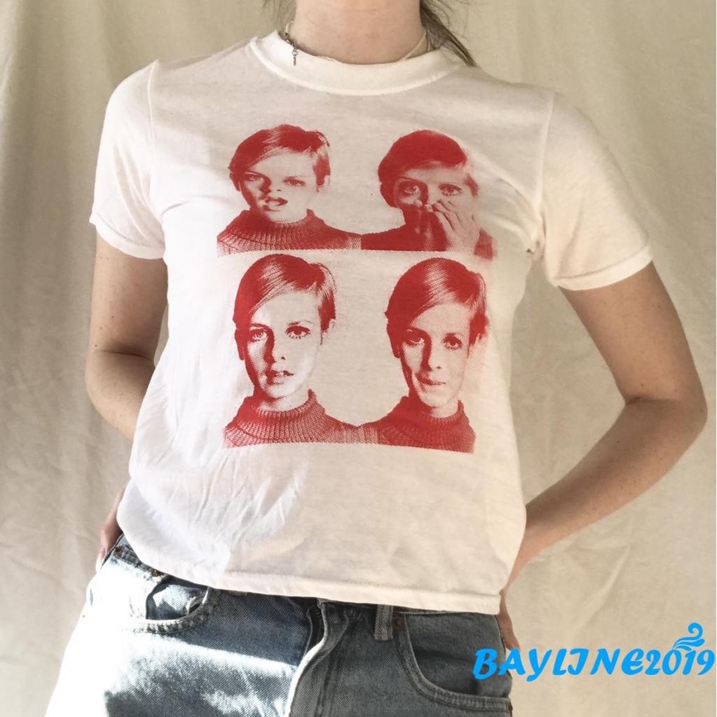 Áo Thun Tay Ngắn Cổ Tròn In Họa Tiết Chân Dung Cho Nữ