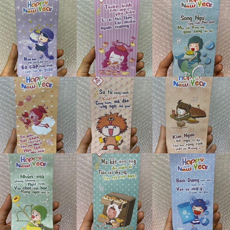 Lì xì các mẫu : cung hoàng đạo, hoa, trò chơi dân gian… -Việt Nam