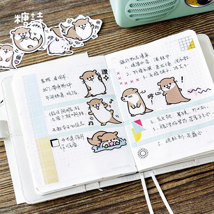 Hộp 45 Nhãn dán sticker Hải ly dễ thương trang trí sổ tay bullet journal M063