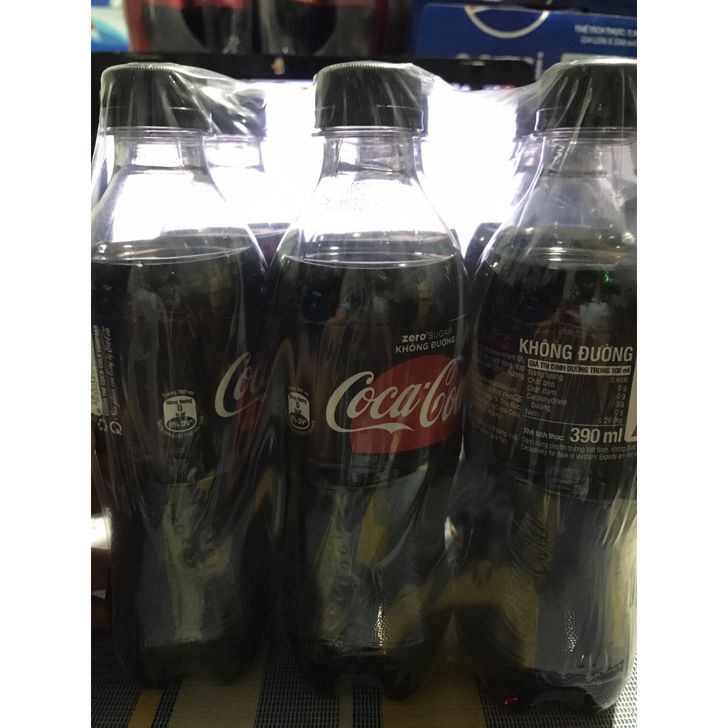 LỐC 6 CHAI COCACOLA ZERO 390ml ( KHÔNG ĐƯỜNG)