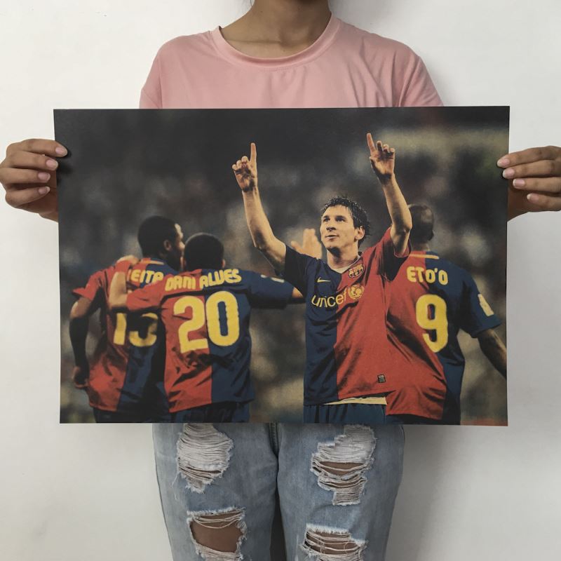 1 Tấm Áp Phích Dán Tường Hình Cầu Thủ Bóng Đá Messi Bec Beckham