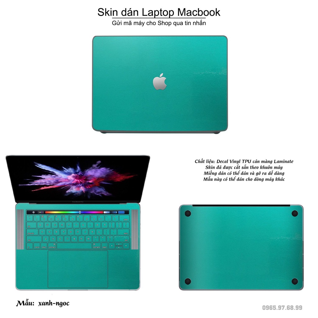 Skin dán Macbook mẫu Aluminum Chrome xanh lá mịn (đã cắt sẵn, inbox mã máy cho shop)