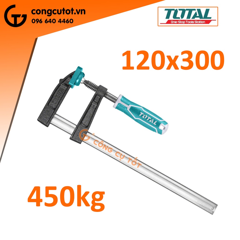 Cảo kẹp gỗ chữ F 120 x 300 mm lực kẹp 450kg Total