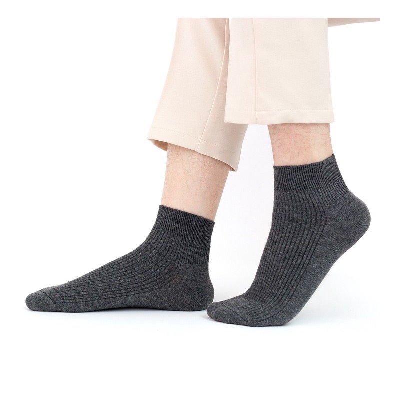 Tất cổ ngắn nam nữ vớ trơn gân 6 màu basic cotton kháng khuẩn thấm hút mô hôi tốt MONEY VN067