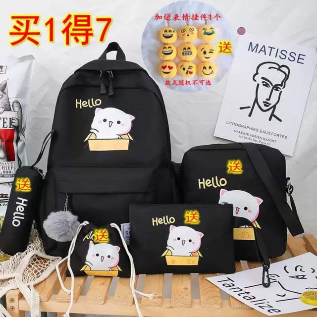 Balo Bộ 4 Món Chú Mèo Hello