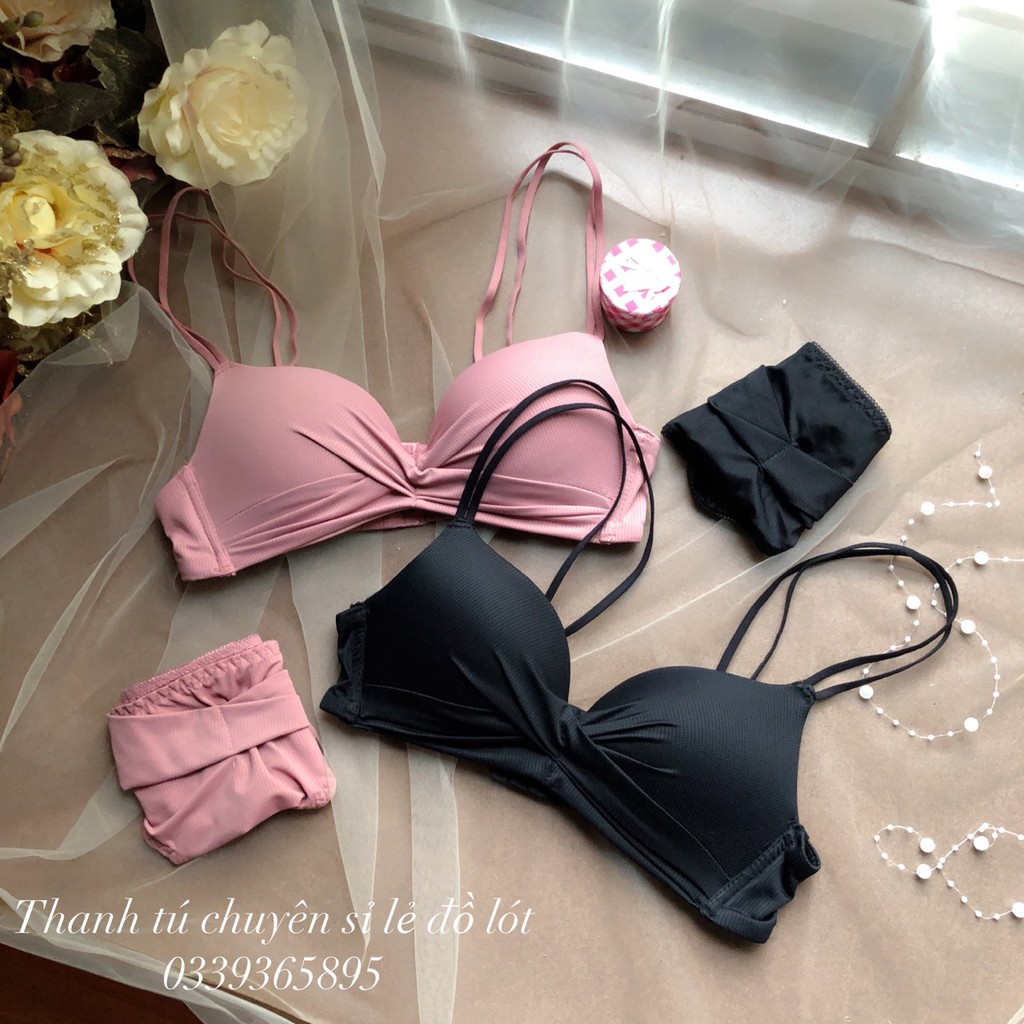 Bộ đồ lót nữ Xoắn Nơ Xinh có mút nâng nhẹ Thông Hơi | BigBuy360 - bigbuy360.vn