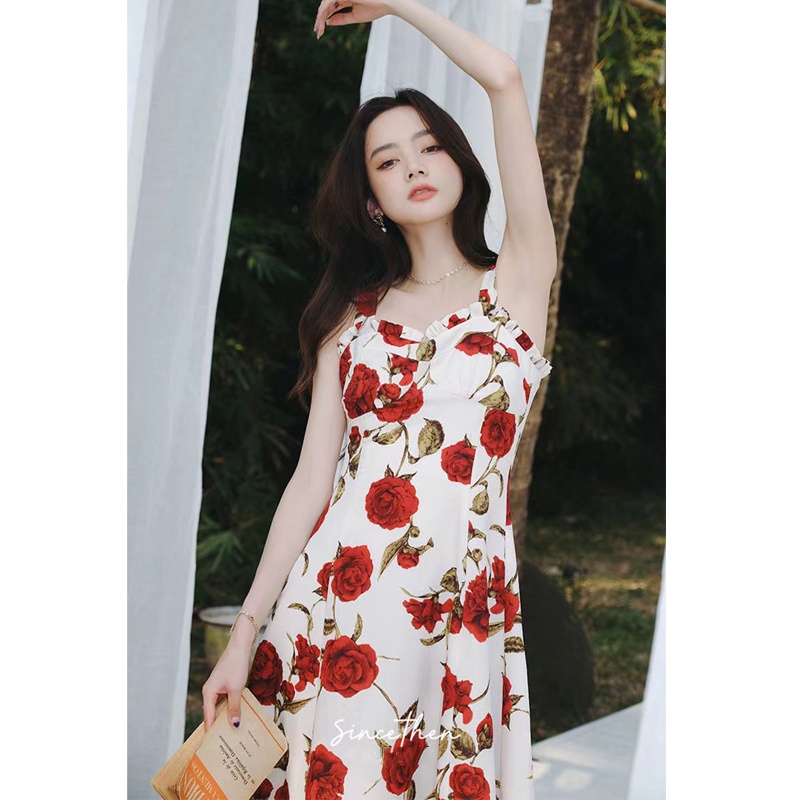 Đầm Hai Dây Dáng Ôm In Họa Tiết Hoa Phong Cách Pháp Thời Trang Mùa Hè Hàng Mới Dành Cho Bạn Nữ 2022