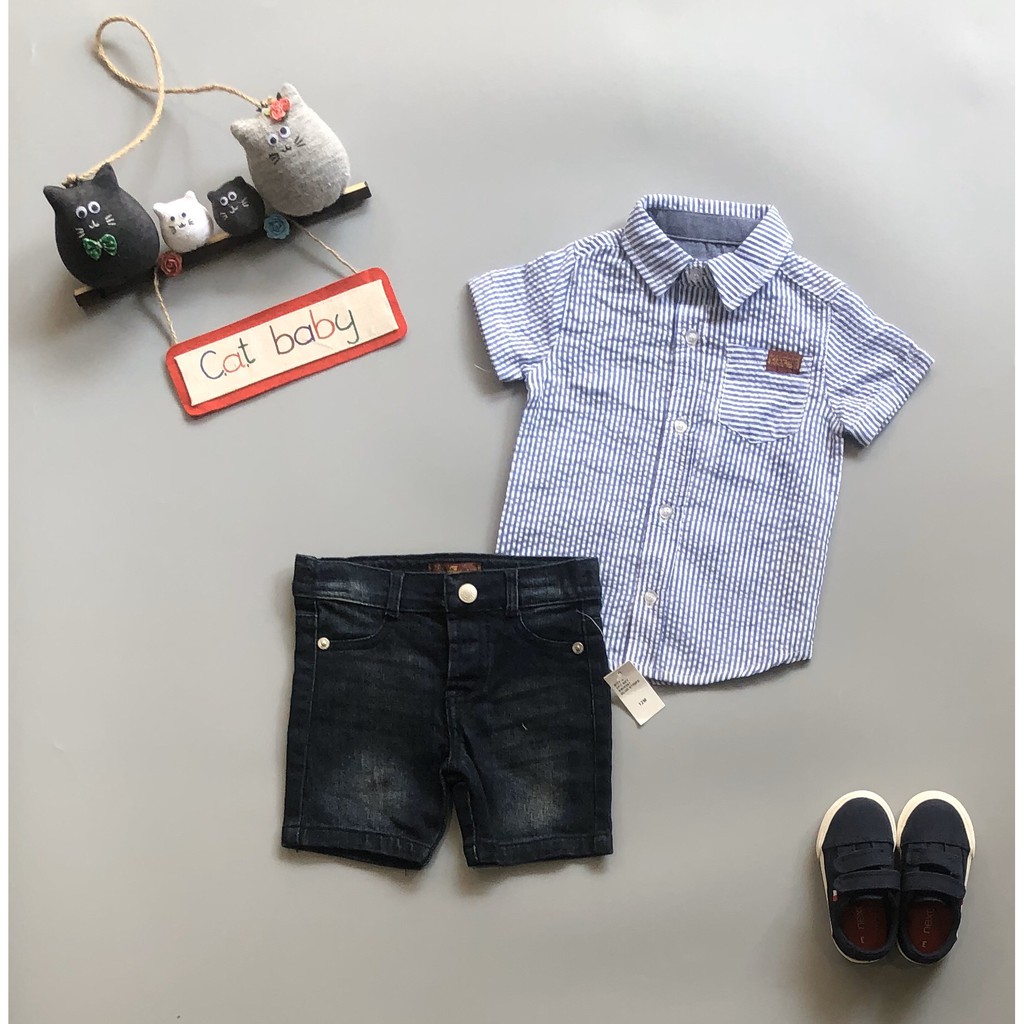 🍀Set sơ mi sọc phối quần jean🍀